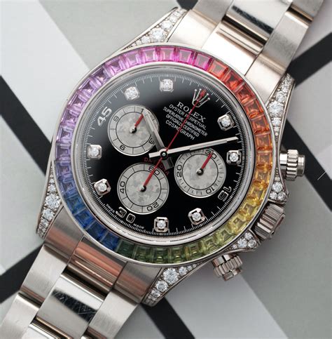 rolex daytona rainbow white face replica|knockoff daytona rolex for sale.